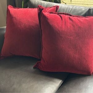 Set of (2) Pottery Barn Everyday Velvet Pillow Covers AND INSERTS 20” Square EUC